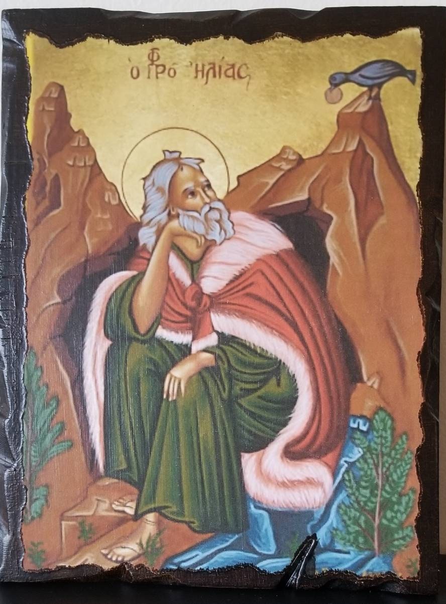 Agios Profitis Eliashandmade Wooden Craft Antiquate Icon Etsy