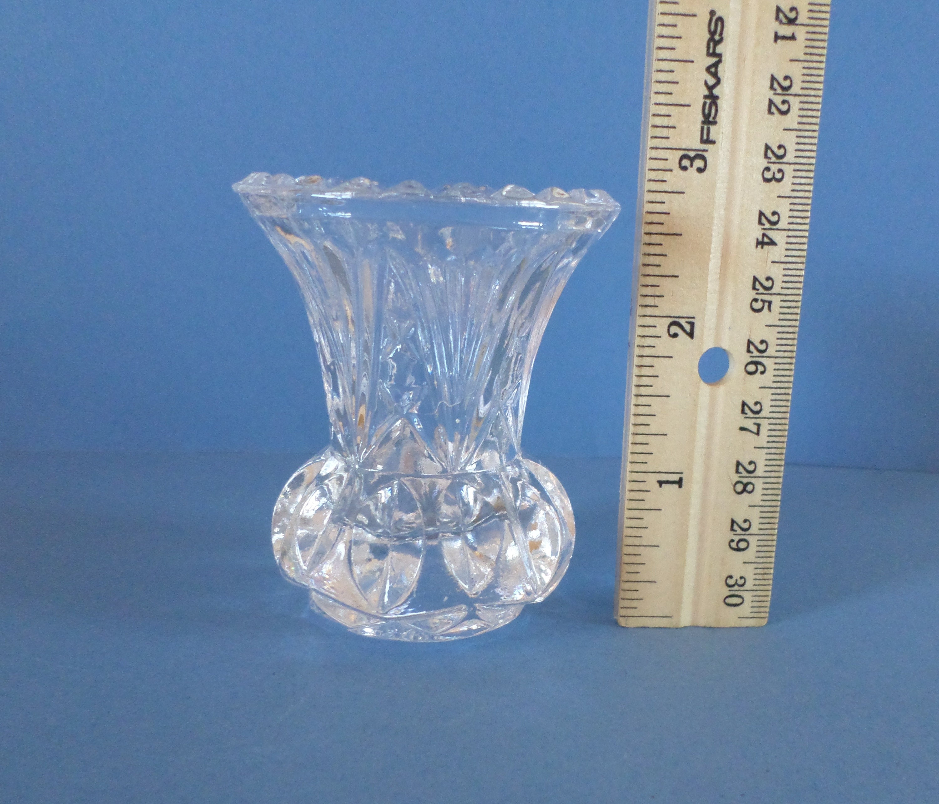 Vintage cut glass toothpick holder miniature vase round Etsy
