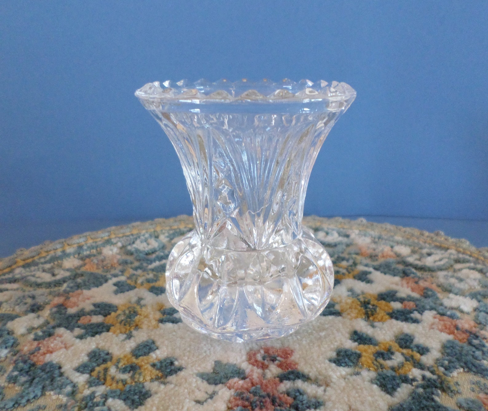 Vintage Cut Glass Toothpick Holder Miniature Vase Etsy