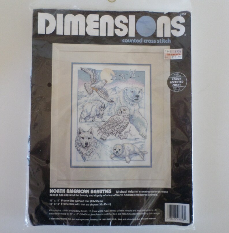 Dimensions North American Beauties animal embroidery needlecraft kit Vintage cross stitch kit
