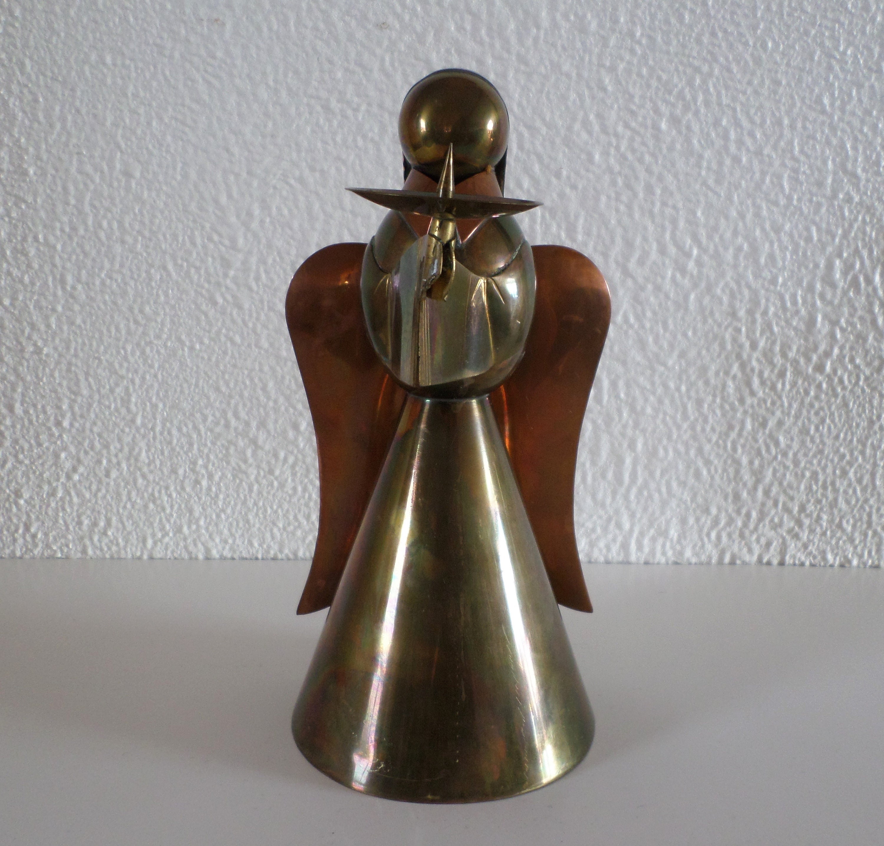 Large Brass and Copper Angel Candle Holder Vintage Metal Etsy