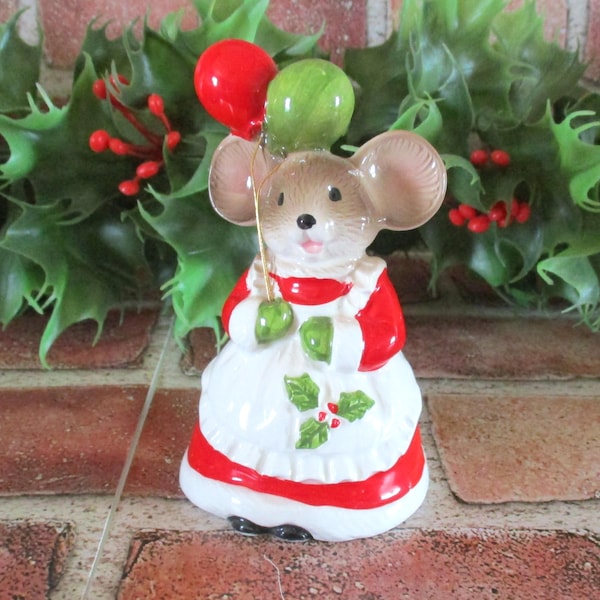 cloche de souris vintage pour les fêtes, cloche de Noël en céramique pour souris