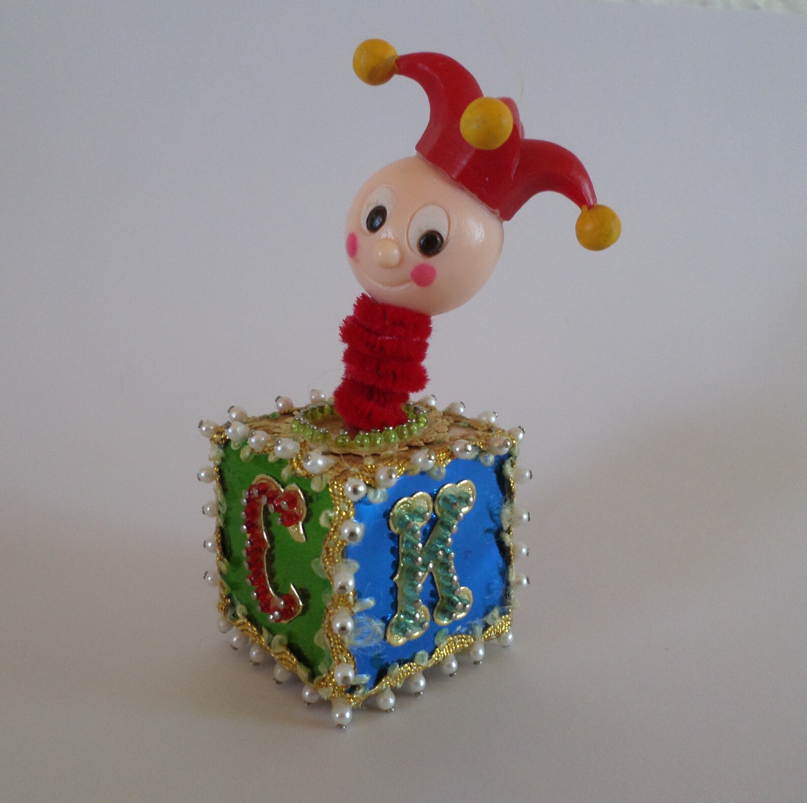 Jack in the Box ornament jester ornament vintage handmade Etsy