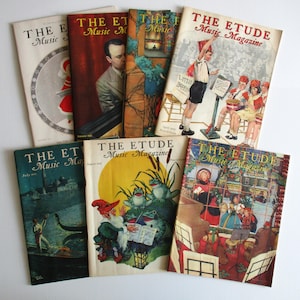 Antique 1932 Etude Music Magazines, students, historians and enthusiasts, 7 issues music lovers magazine, music, techniques, as is