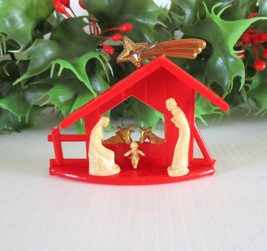 Vintage Plastic Miniature Nativity Ornament Etsy