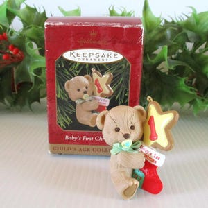 Baby&#39;s First Christmas ornament, Vintage 1997 Hallmark Christmas Ornament, Teddy bear