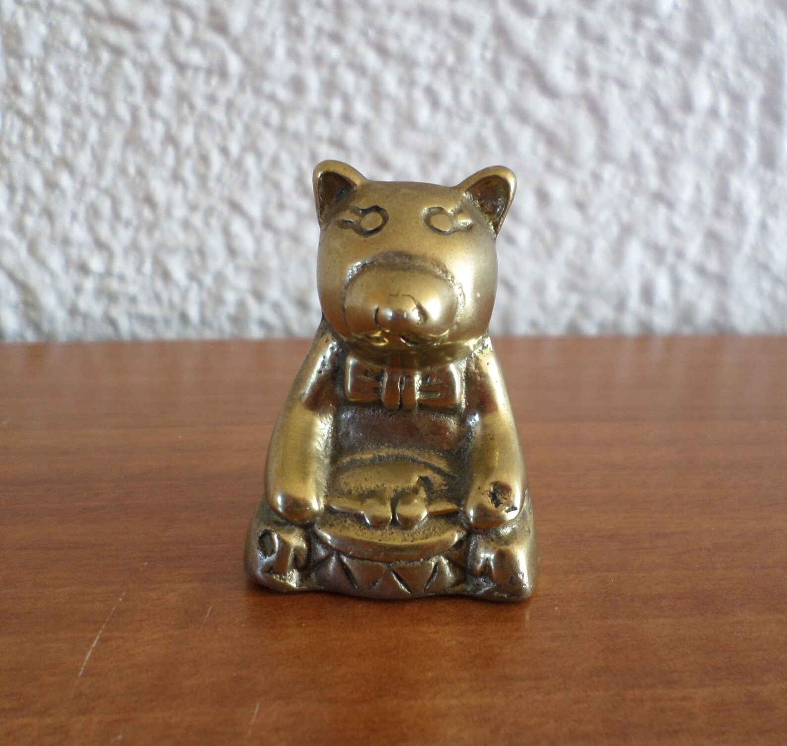 Miniature Brass Bear Figurine Small Metal Bear Playing Drums Etsy