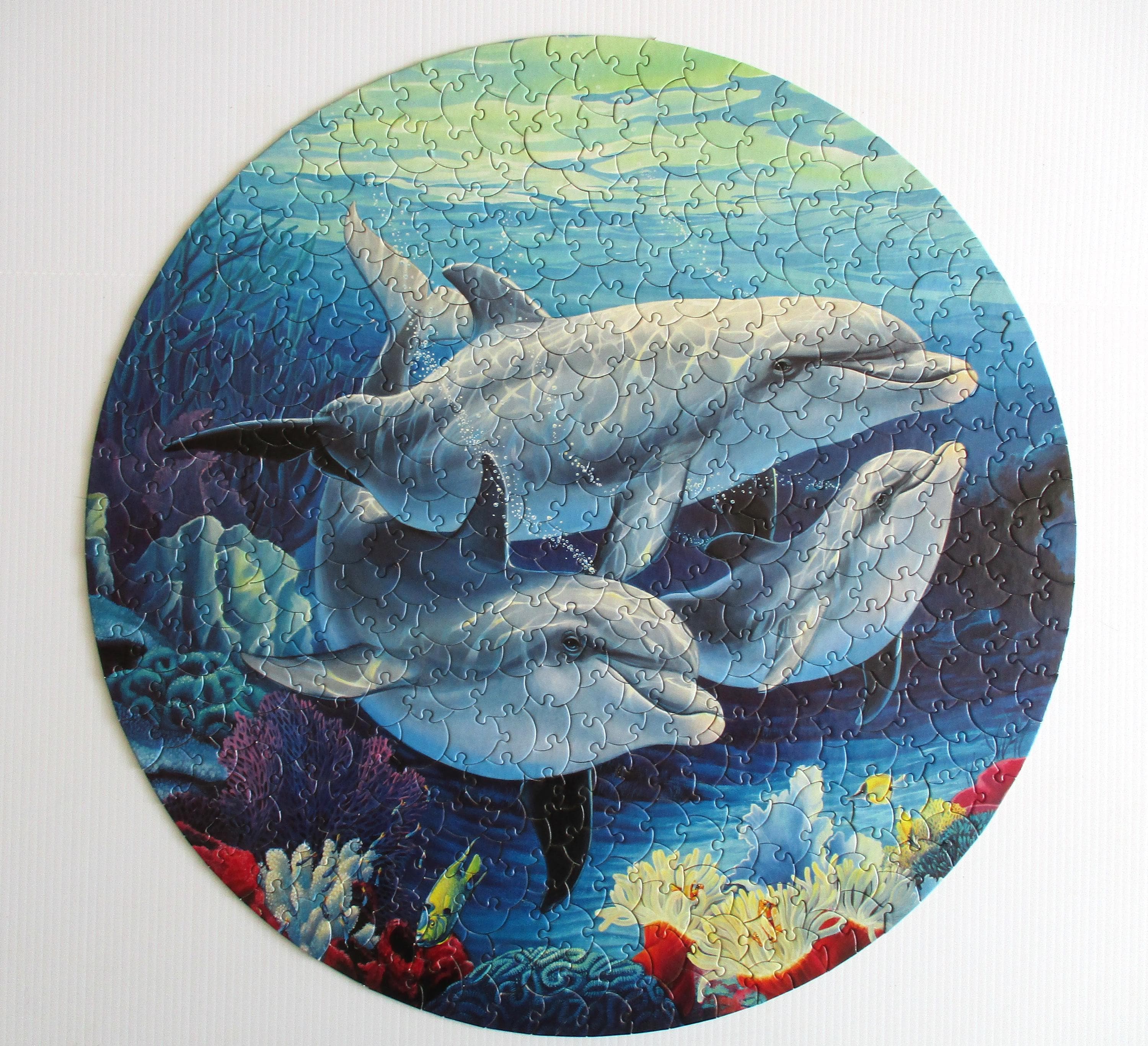 Round Dolphin Puzzle, 1994 Vintage Jigsaw Puzzle, 440 Piece Puzzle