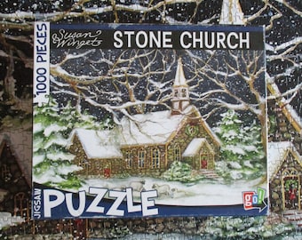 Jigsaw Puzzle Stone Church, Susan Winget, Go ! Games vintage puzzle, 1000 piece puzzle