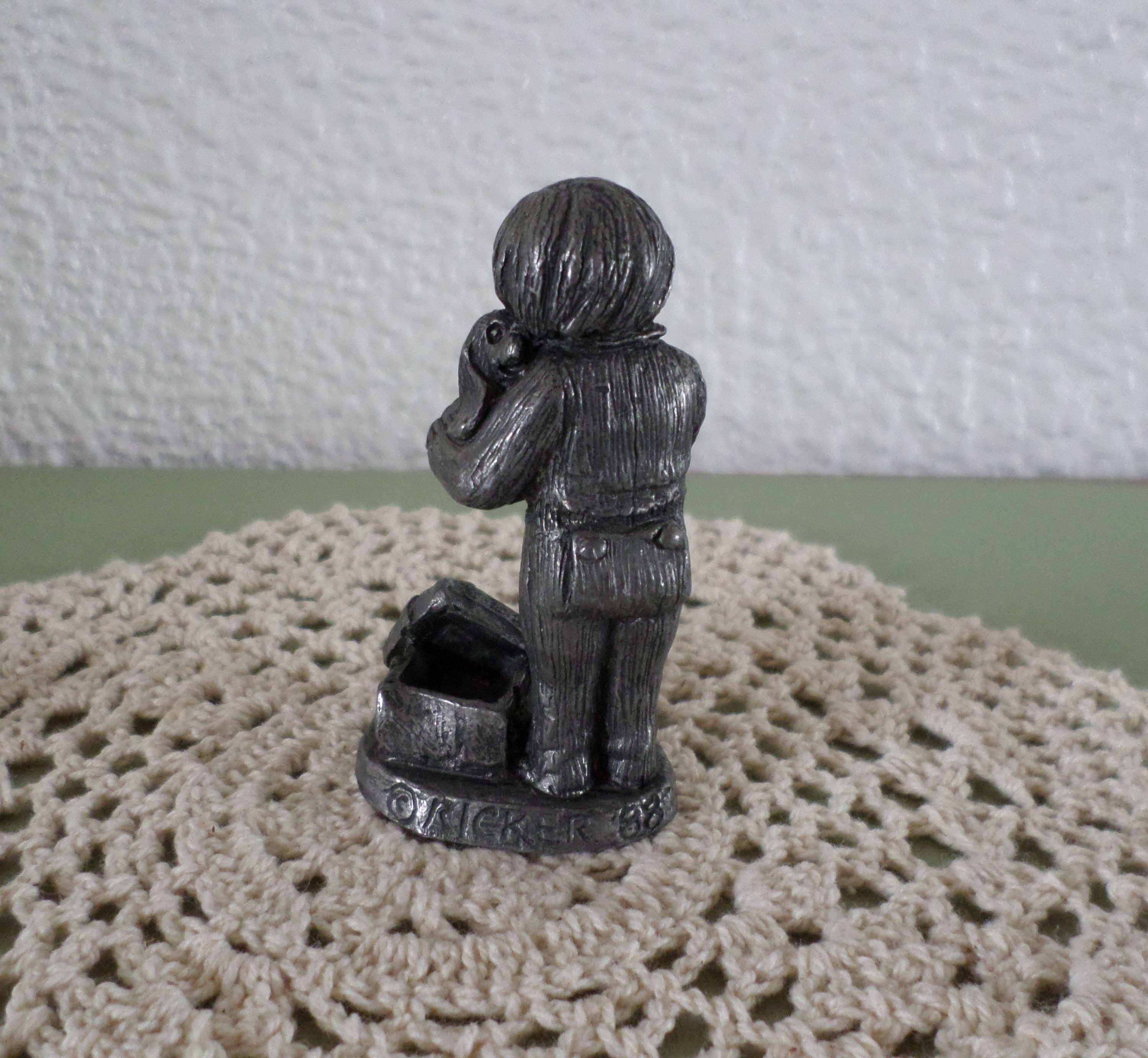 Vintage Miniature Pewter Figurine Boy With Puppy 1988 Michael Etsy