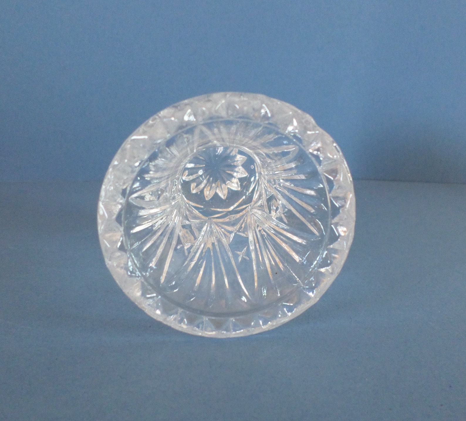 Vintage cut glass toothpick holder miniature vase round Etsy