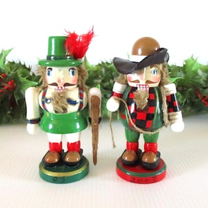 Vintage wood nutcracker figurines, set of  Christmas nutcracker decorations, as is, light wear