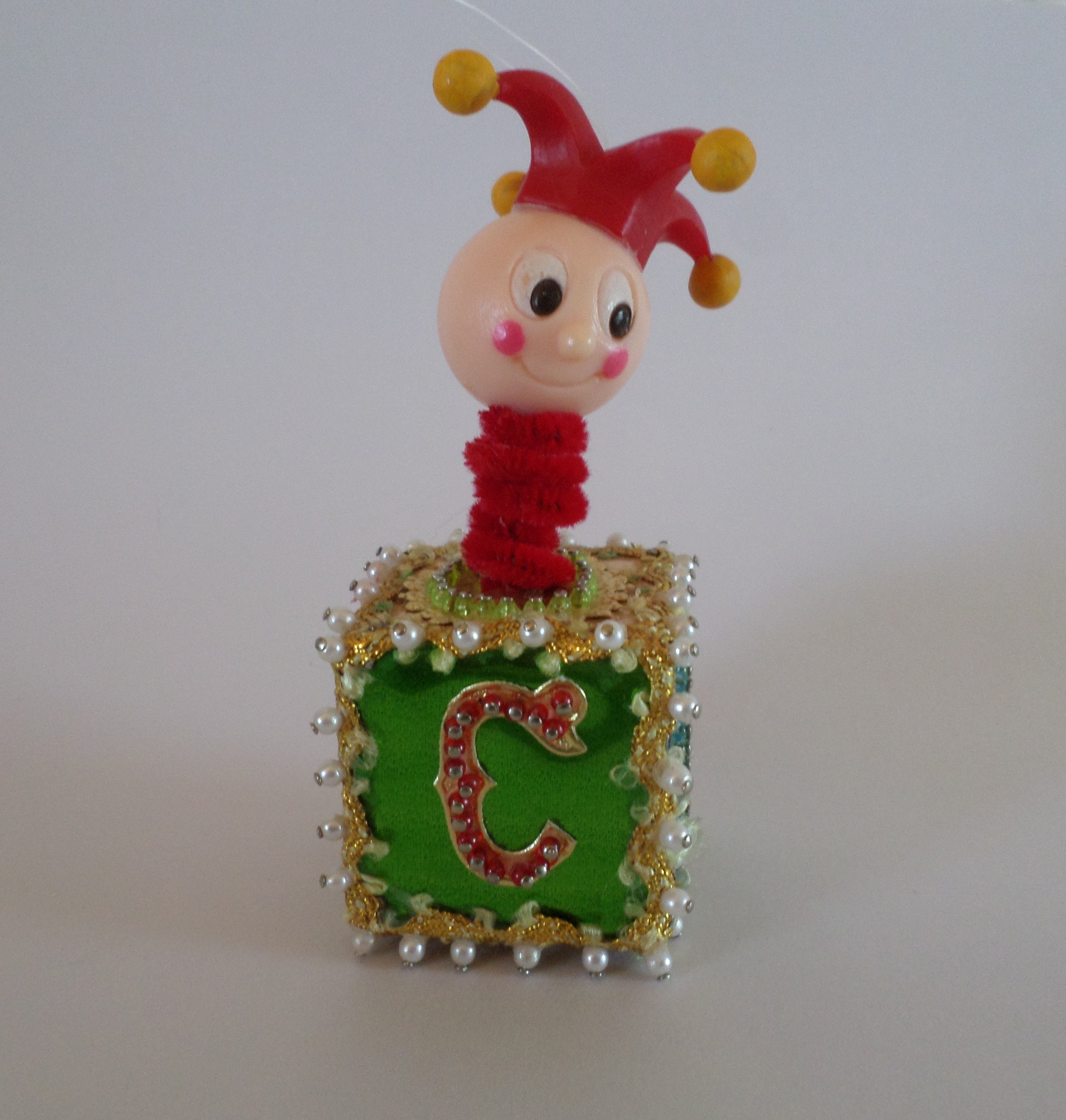 Jack in the Box ornament jester ornament vintage handmade Etsy