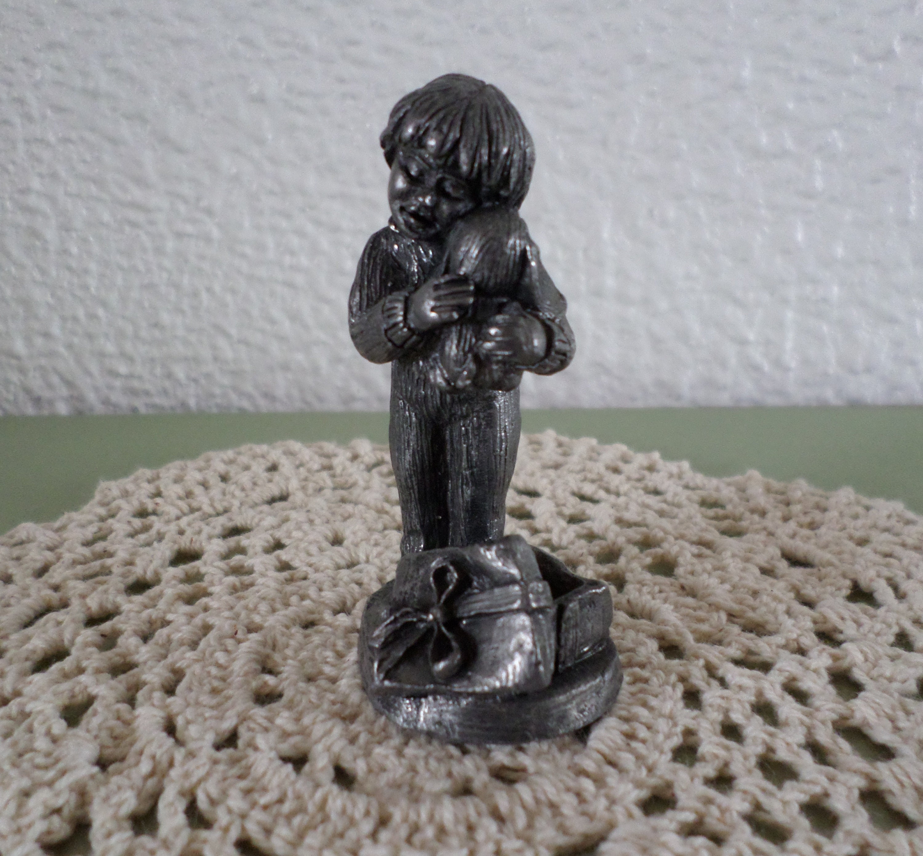 Vintage Miniature Pewter Figurine Boy With Puppy 1988 Michael Etsy
