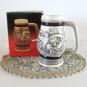 Vintage Car Classics stein, beer mug, 1982 Avon miniature stein, collectible Avon stein, in original box, 4 3/4 inch