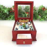 Vintage Christmas Santa Porcelain Musical Wind Up Music Box Etsy