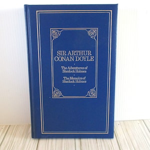 Vintage Sherlock Holmes book, The Adventures of Sherlock Holmes, The Memoirs of Sherlock Holmes, Sir Arthur Conan Doyle, yellowing to pages