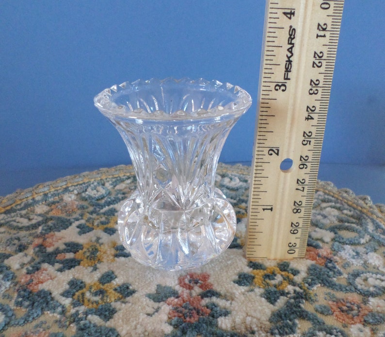 Vintage Cut Glass Toothpick Holder Miniature Vase Etsy