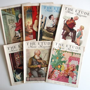 Antique 1931 Etude Music Magazines, students, historians and enthusiasts, 7 issues music lovers magazine, music, techniques, as is