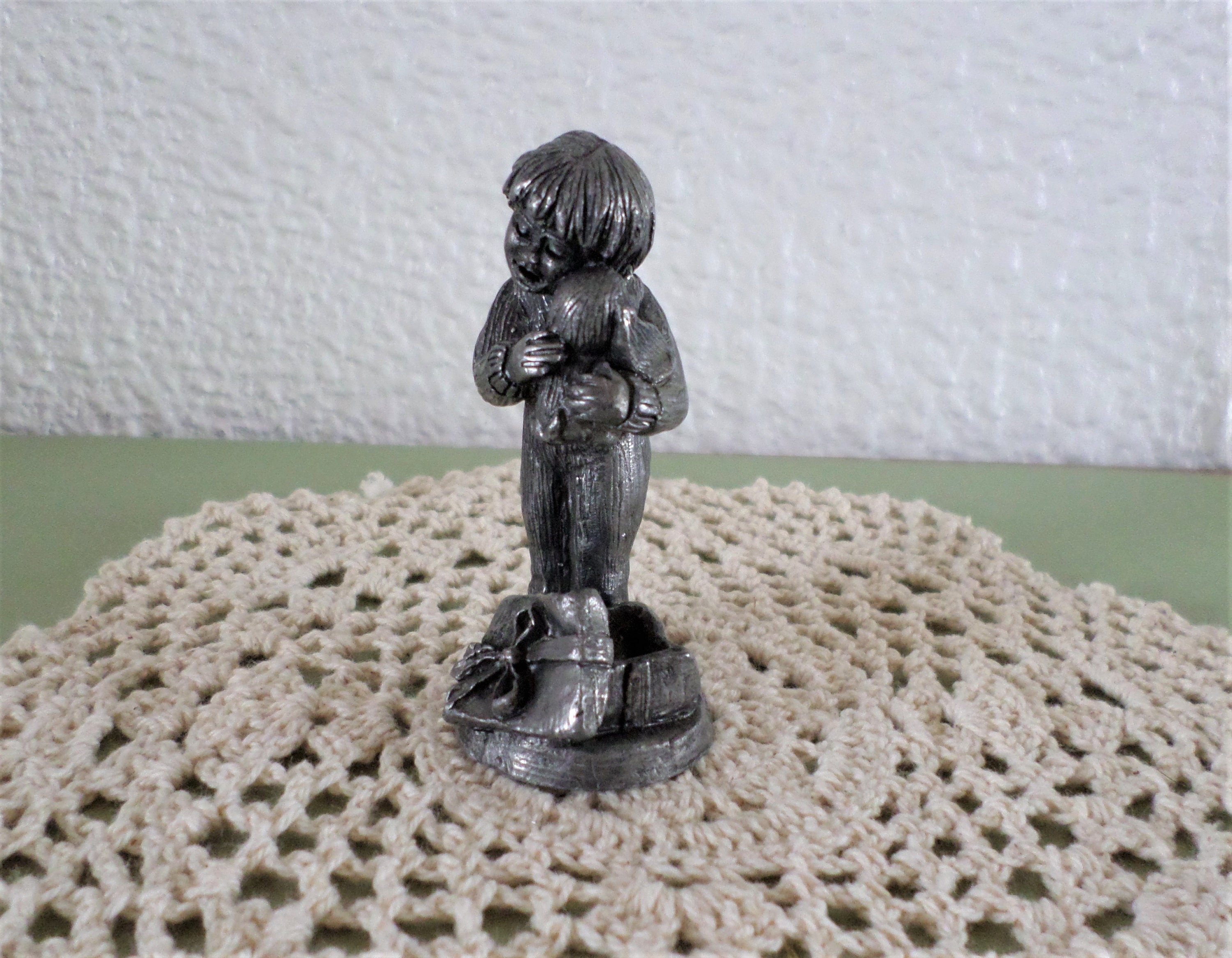 Vintage Miniature Pewter Figurine Boy With Puppy 1988 Michael Etsy