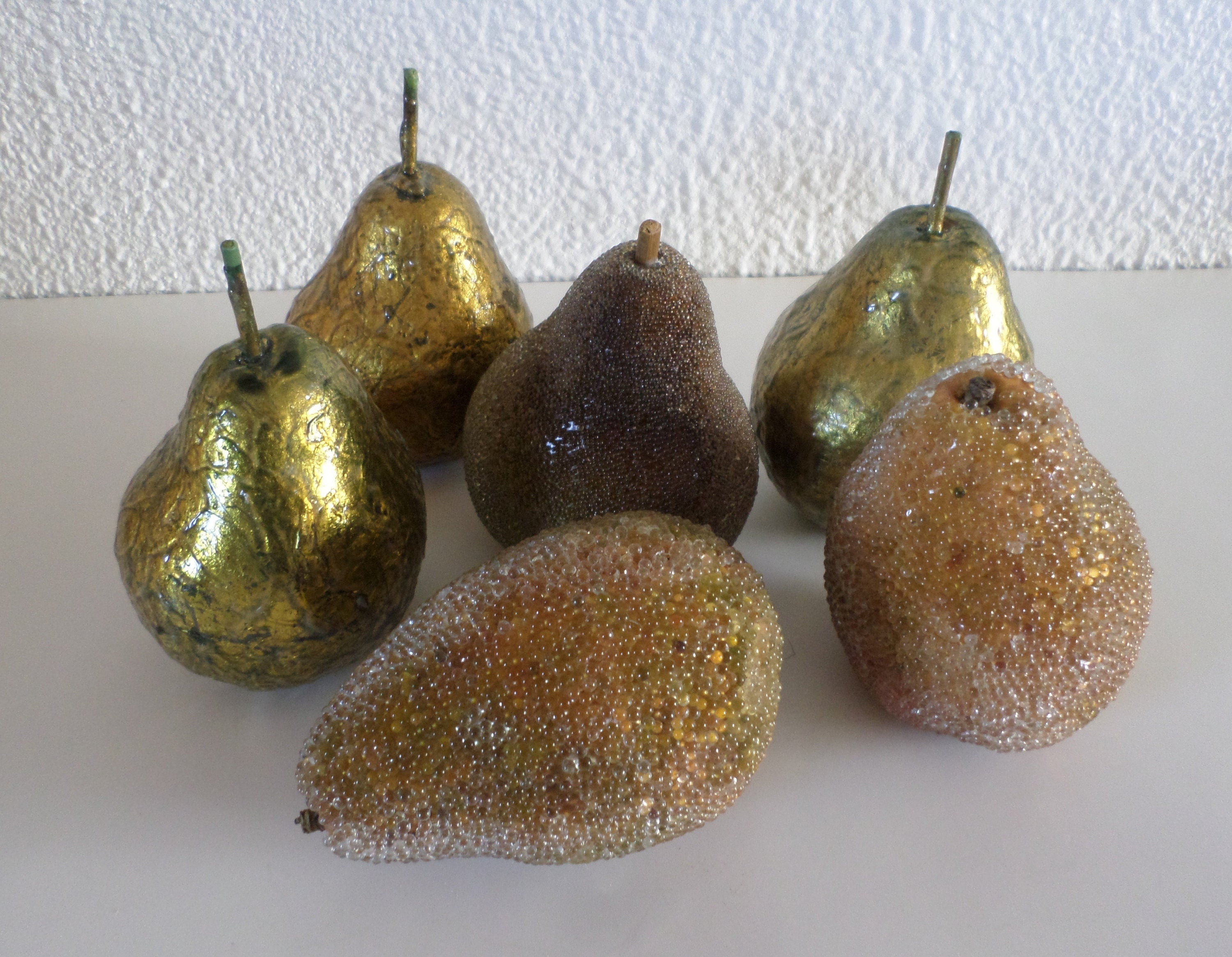Actual Size Pears Beaded Foam Pears 3 pcs Fruit Ornaments Beaded Pear Ornaments Fruit Ornaments Foe Fruit Ornaments 3 Pear Ornament
