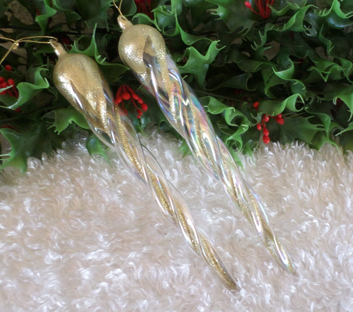 Blown glass icicle ornaments vintage large icicle Christmas Etsy
