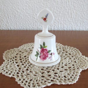 Vintage Staffordshire bone China rose bell, flower bell, made in England