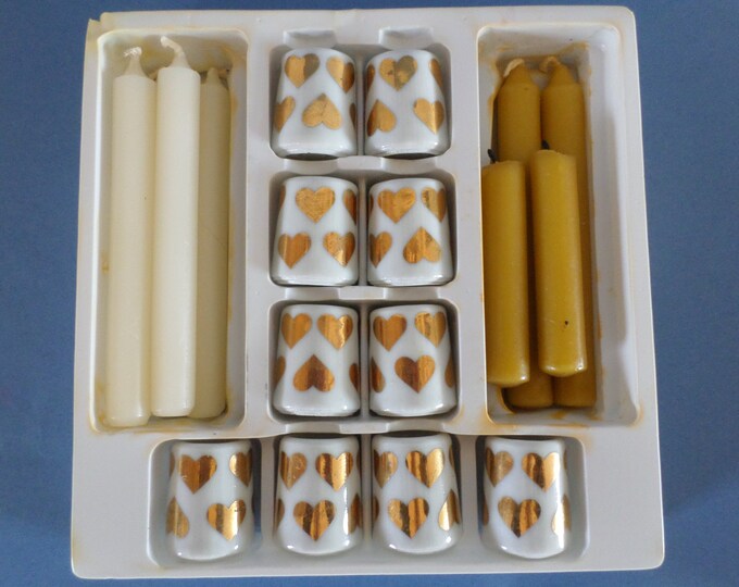 Vintage Set of 10 Small Funnyleuchter Porcelain Candle Holders and