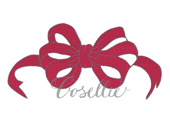 Bow embroidery design, Vintage stitch bow, Christmas bow embroidery design, Name frame bow, Font frame bow