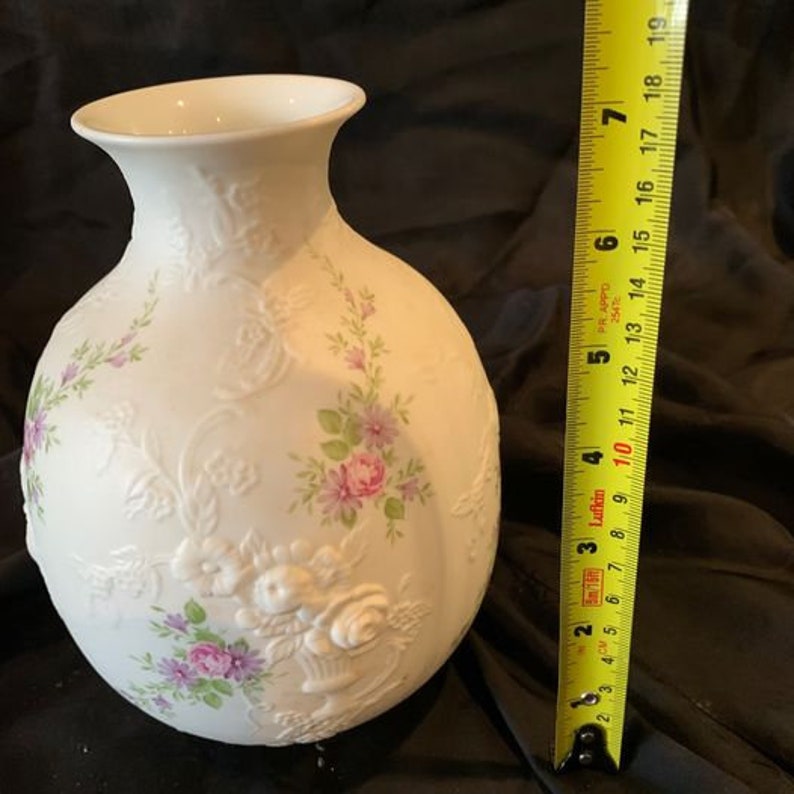 Vintage Kaiser Porcelain Bisque Floral Vase Monaco Etsy