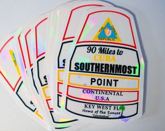 GIANT Southern most point, Florida Keys Sticker, window cling, suncatcher sticker, Rainbow maker, Florida Keys sticker, Florida Keys gifts