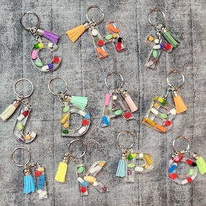 Pharmacist/ Pharmacy Technician/ Pharmacy Student/ Intern/ Gift/ Keychain/ Initial/ Pill/ Letter Keychain/Customizable Keychain