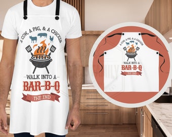 A Cow A Pig and A Chicken Walk Into A Bar Apron, Father's Day Gift, Grill Master Dad