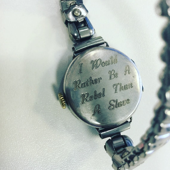 Silver Swiss Watch with Suffragette Inscription