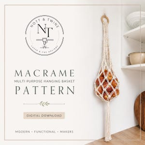 Macrame Hanging Basket Pattern PDF | Digital Download | Multi Purpose Storage Hanger