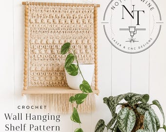 Crochet Wall Shelf Pattern PDF, Boho Fibre Art Tutorial, Plant Display Hanging Decor, Instant Digital Download