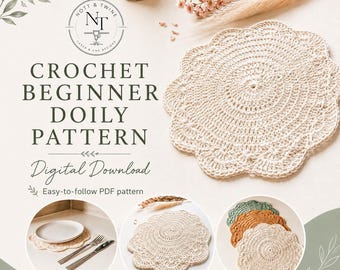 Crochet Doily Placemat Pattern PDF, Beginner Friendly Table Mat Tutorial, Scalloped Home Decor Digital Download