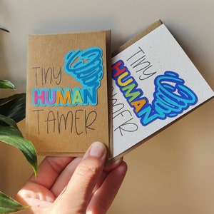 Tiny Human Tamer, Vaders Dagkaart Grappig, A7 Wenskaart, Peuter Vaders Dagkaart, Nieuwe Ouderskaart, Man Vaders Dagkaart, Papa Kaart