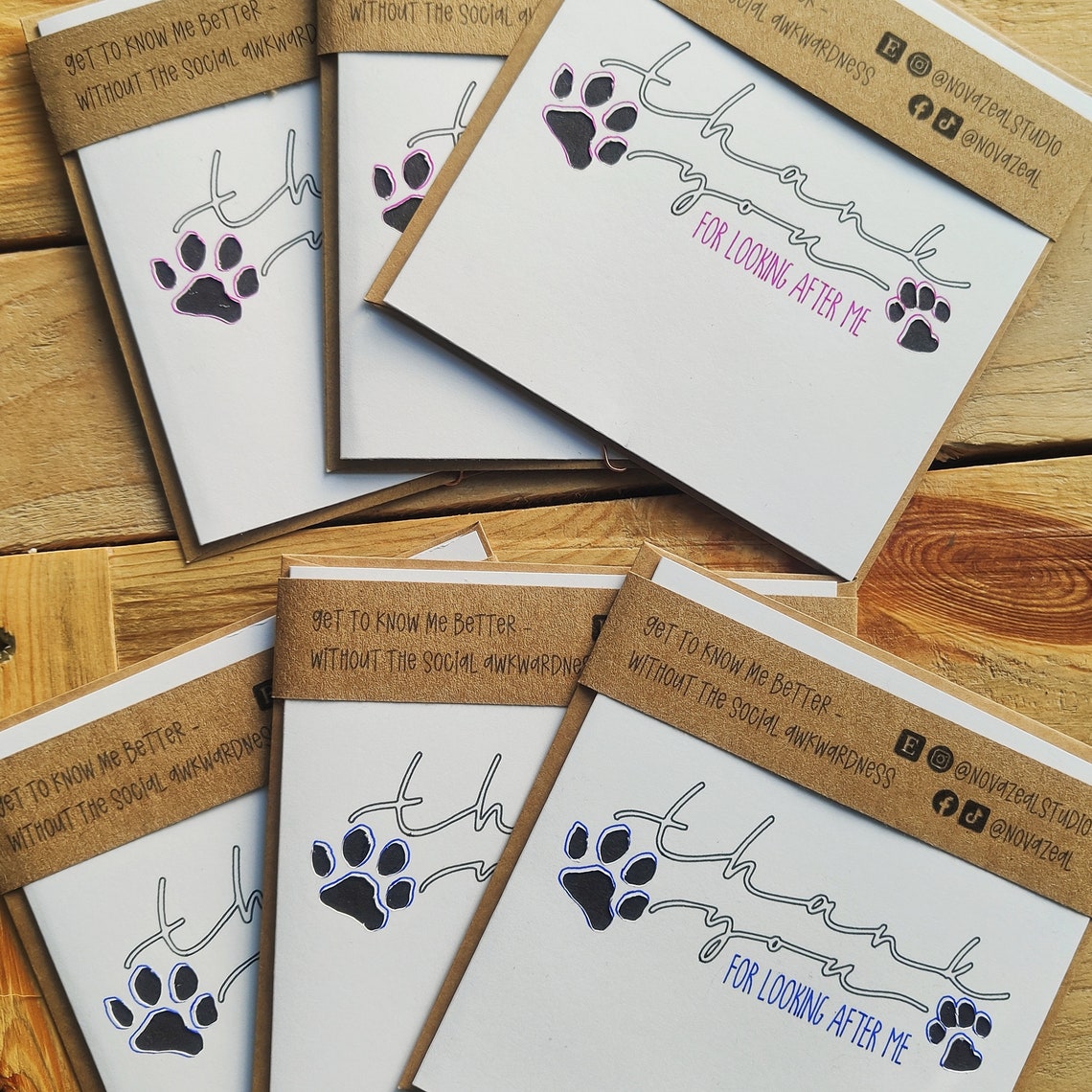 Paw Print Thank You Card Pet Card Dog Lovers Cat Lover Thank You for ...
