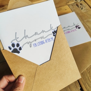 Paw Print Thank You Card | Pet Card | Dog Lovers | Cat Lover | Thank You For Looking After Me | Card From The Dogs | For The Dog Walker