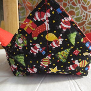 Busy Little Santa&#39;s Reversible Microwavable Bowl Cozy