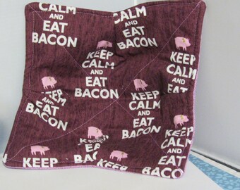 Keep Calm and Eat Bacon Reversible Microwave Bowl Cozy