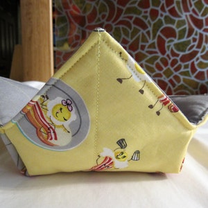 Bacon and Eggs BFF with Yellow Background Reversible Microwavable Bowl Cozy