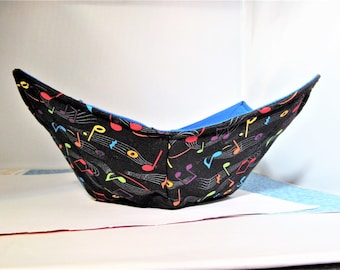 Multi Colored Musical Notes Reversible Microwavable Bowl Cozy