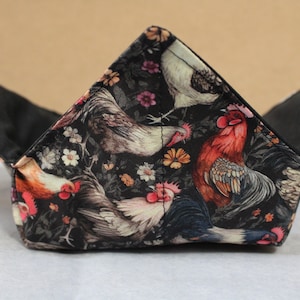 Roosters and Tiny Flowers Reversible Microwavable Bowl Cozy