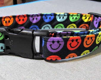 Colorful Smiley Faces Adjustable Dog Collar