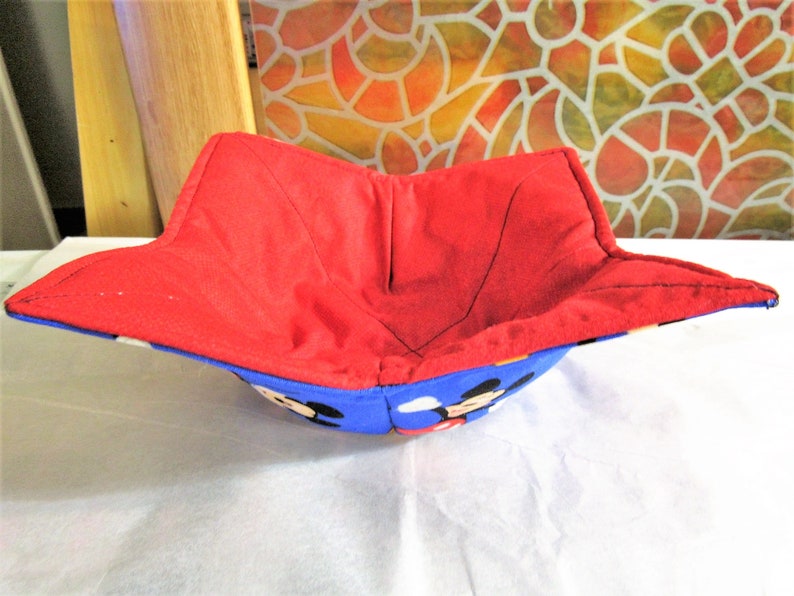 Mickey with Blue Background Reversible Microwavable Bowl Cozy