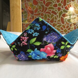Vibrant Colored Flowers Reversible Microwavable Bowl Cozy
