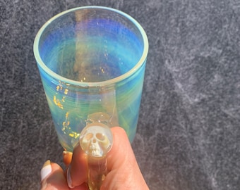 Color enhancing glass mug handblown coffee cup iridescent glass mug heat resistant borosilicate glass gift for coffee and tea drinker