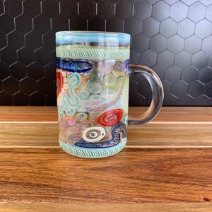 Color changing glass mug handblown coffee and tea cup iridescent glass mug heat resistant borosilicate glass gift for coffee and tea drinker image 1